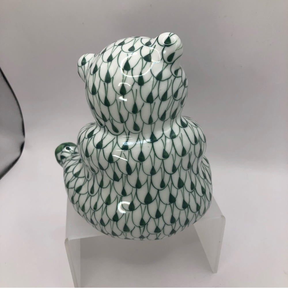 SOLD Andrea by Sadek 5" Hand Painted Porcelain Bear Figurine Fishnet - Picture 5 of 7